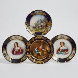 Four 'Sèvres' Gilt and Cobalt Ground Cabinet Plates, late 19th century, diameter 9.3 in — 23.7 cm (4