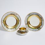 Pair of Vienna Plates and a Schoelcher Paris Porcelain Cup and Saucer, 19th century (4 Pieces)