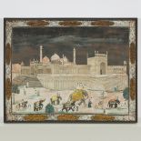 Persian School Painting of the Jama Masjid Mosque, Old Delhi, India, early 20th century, 19.75 x 25.
