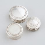 Three George III Silver Counter Boxes, two by Joseph Taylor, Birmingham, c.1800, largest diameter 1