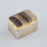 English Blue John Mounted Silver-Gilt Snuff Box, Batson & Son, London, 1919, 0.8 x 1.7 x 1.3 in — 2.