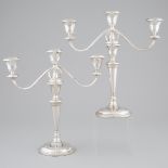 Pair of American Silver Three-Light Candelabra, J.E. Caldwell & Co., Philadelphia, Pa., 20th century