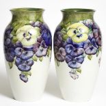 Pair of Macintyre Moorcroft Pansy Vases, c.1910-13, height 11.8 in — 30 cm (2 Pieces)