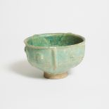 Kashan Turquoise Blue Glazed Moulded Pottery Bowl, Central Iran, 12th/early 13th century, height 4.3