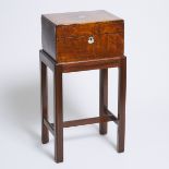 Victorian Burl Walnut Vanity Case Mounted on Stand as an Occasional Table, 19th century and later, 2
