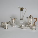 Group of Victorian and Later English Silver, 19th/20th century, claret jug height 11.8 in — 30 cm (6