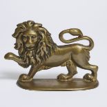 Gilt Bronze Lion Form Door Stop, 19th/early 20th century, height 5.7 in — 14.5 cm, length 8.5 in — 2