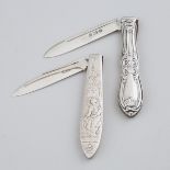 Two American Silver Pocket Knives, c.1900, approx. open length 5.7 in — 14.5 cm (2 Pieces)