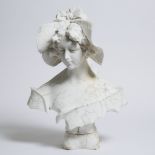 Italian Carved Alabaster Bust of a Young Woman, 19th century, height 23 in — 58.4 cm