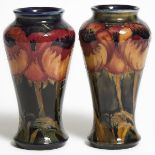 Pair of Moorcroft Poppy Vases, c.1925, height 7.2 in — 18.4 cm (2 Pieces)