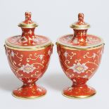 Pair of English Porcelain Vase-Candlesticks with Covers, early 19th century, height 8.1 in — 20.5 cm