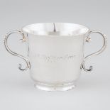 Channel Islands Silver Two-Handled Christening Cup, maker's mark IA, crown above, Guernsey, c.1766,