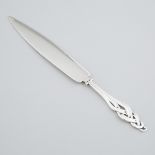 American Silver Letter Opener, c.1900, length 9.5 in — 24.1 cm