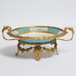 Gilt Metal Mounted 'Sèvres' Centrepiece, late 19th century, 7.1 x 17.7 in — 18 x 45 cm