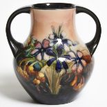 Moorcroft Two-Handled Spring Flowers Vase, 1930s, height 6.9 in — 17.5 cm
