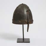 Victorian Medieval Style Iron Strap Helmet (Spangenhelm), 19th century, adjustable height 11 in — 27