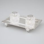 Edwardian Silver and Cut Glass Rectangular Inkstand, Charles Stuart Harris,London, 1901, length 9 in