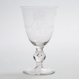 Etched Glass Goblet Commemorative of George VI and Queen Elizabeth's Visit to South Africa, 1947, he