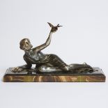 French Art Deco Figural Sculpture by Armand Godard, c.1930, 13.5 x 23.75 x 7.25 in — 34.3 x 60.3 x 1