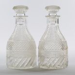 Pair of Anglo-Irish Cut Glass Mallet Shaped Decanters, 19th century, height 10 in — 25.5 cm (2 Piece