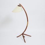 Mid Century Modern Teak Tripod Floor Lamp, mid 20th century, height 55 in — 139.7 cm