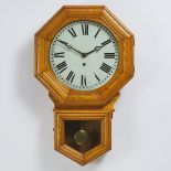 Arthur Pequegnat Oak 'Schoolhouse' Clock, Berlin (Kitchener), Ont., c.1900, height 27 in — 68.6 cm