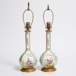 Pair of Dresden Table Lamps, probably Helena Wolfsohn, late 19th/early 20th century, overall height