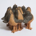 Stoneware Bird Group Sculpture, late 20th/early 21st century, 8.7 x 14.2 x 12.6 in — 22 x 36 x 32 cm