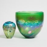 Robert Held (American-Canadian, b.1943), Two Iridescent Glass Vases, late 20th century, height 8.3 i