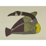 Kenojuak Ashevak ᑭᓄᔭᐊ ᐊᓯᕗ, CC, RCA (1927-2013), YELLOW BREASTED LOON, 2007, lithograph, sheet 22.25