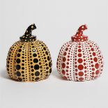 Yayoi Kusama (b. 1929), PUMPKINS, YELLOW AND RED, 2016, each stamped with the artist's name to the b