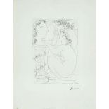 Pablo Picasso (1881-1973), SCULPTEUR ET MODÈLE ADMIRANT UNE TÊTE SCULPTÉE, PLATE 45 FROM "LA SUITE V