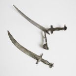 An Indian Silver-Inlaid Short Sword-Form Sheath With a Concealed Dagger, 19th/20th Century, 十九/二十世纪