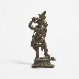 A Small Bronze Figure of Vajrapani, 15th/16th Century, height 4.8 in — 12.3 cm