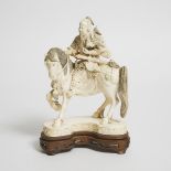 An Ivory Figure of a Warrior Riding a Horse, Republican Period (1912-1949), 民国 牙雕骑像摆件, including sta