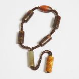 A Strand of Agate Beads, 玛瑙珠串, length 11 in — 28 cm