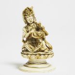 An Ivory Figure of a Bodhisattva, Republican Period (1912-1949), 民国 牙雕观音, height 3.9 in — 9.9 cm