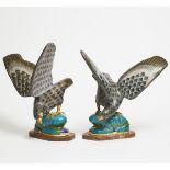 A Pair of Chinese Cloisonné Enamel Eagles, Mid 20th Century, 二十世纪中期 铜胎掐丝珐琅鹰一对, 18.1 x 16.5 in — 46 x