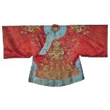 A Red-Ground Gold-Thread Embroidered Lady's Dragon Robe, 19th Century, 晚清 红地盘金绣绣龙纹女褂, 35 x 62 in — 8