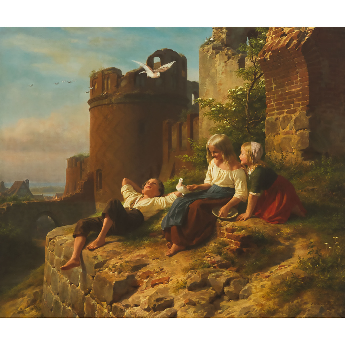 Friedrich Eduard Meyerheim (1808-1879), CHILDREN PLAYING BY THE RUINS, 1845, signed and dated lower