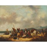 William Shayer the Elder (1787-1879), SELLING GOODS BY THE SHORE, signed lower left, 28.2 ins x 36 i