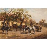 Robert Stone (1820-1870), THE MEET, signed lower right, 10 ins x 15.5 ins; 25.5 cms x 39.4 cms