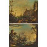 T. Berti, A PAIR OF FLORENTINE MARINA PAINTINGS OF BORGO SAN JACOPO, 1785, signed; inscribed "Borgo