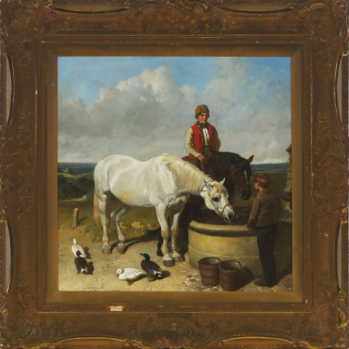 John Frederick Herring (1795-1865), HORSES AT THE WELL, 21 ins x 21 ins; 57 cms x 57 cms - Image 2 of 3
