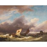 Hermanus Willem Koekkoek (1867-1929), SHIPS BATTLING A STORM,18.4 ins x 23.6 ins