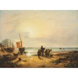 John Wilson Carmichael (1800-1868), SCENE AT HASTINGS BEACH, 11.9 x 15.9 in — 30.3 x 40.5 cm