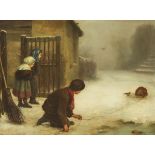 Pierre Edouard Frère (1819-1886), CHILDREN CATCHING A BIRD, WINTER, 11.6 ins x 15.7 ins; 29.5 cms x