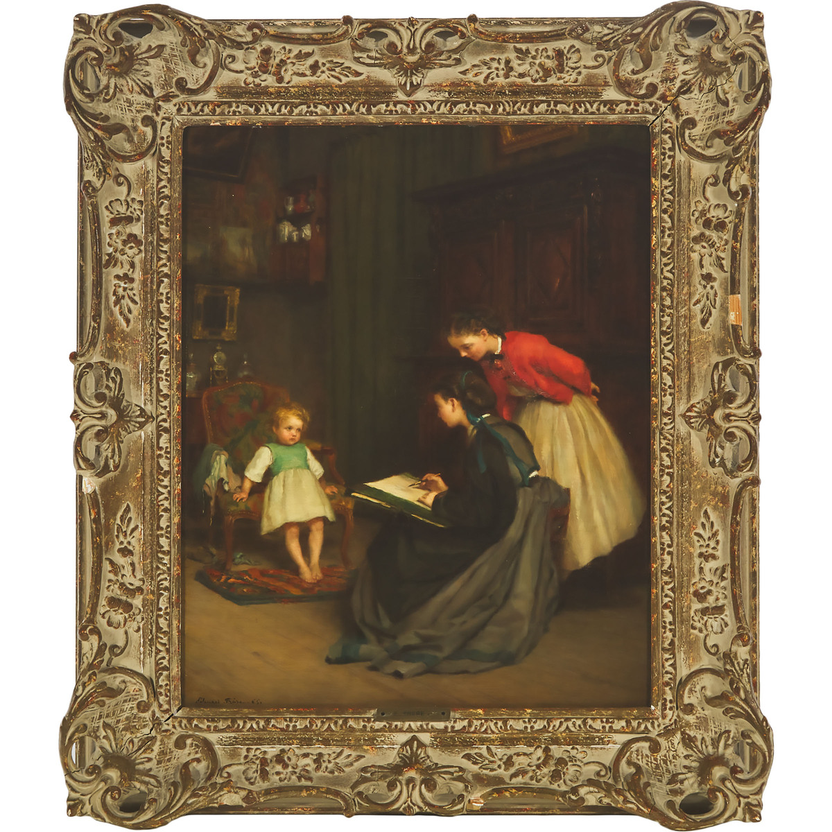 Pierre Edouard Frère (1819-1886), PAINTING BABY, 1865, signed and dated "65"; stamped "G. 1859" vers - Image 2 of 4