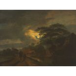 Attributed to Aert van der Neer (1603-1677), LANDSCAPE IN MOONLIGHT, titled to typed label verso, 18