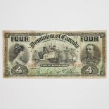 Dominion Of Canada 1902 $4 Bank Note, word '4'; (VG+, stains)